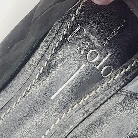 Linea Paolo Black Silver Zipper Edgy Suede Ballet Flat size 7 - Picture 8 of 14